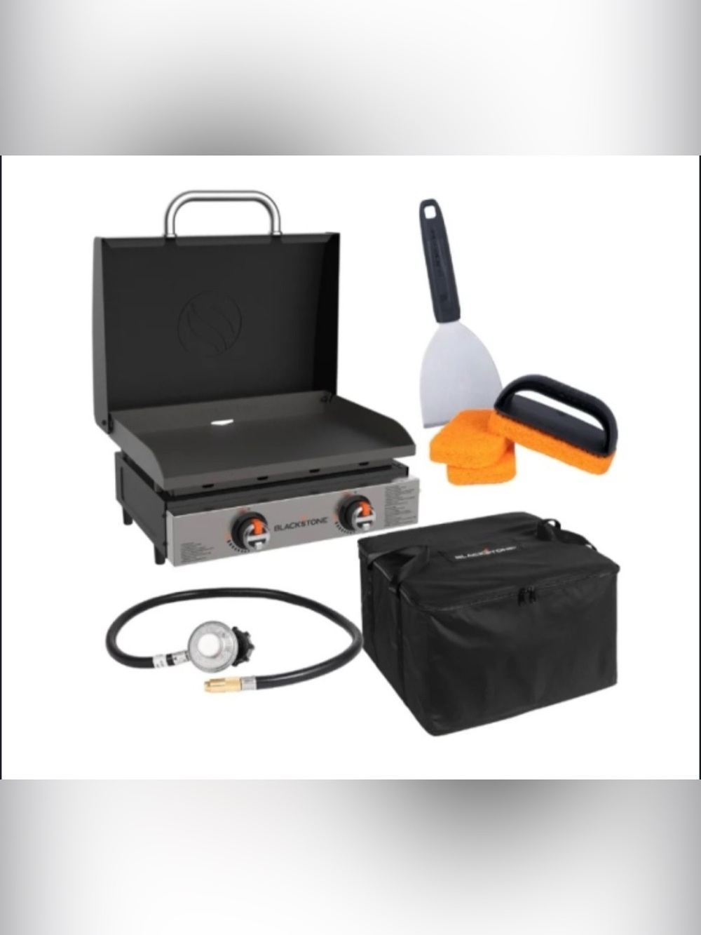 NEW Blackstone Original 22” Tabletop Pre Seasoned Griddle with Hood Bundle